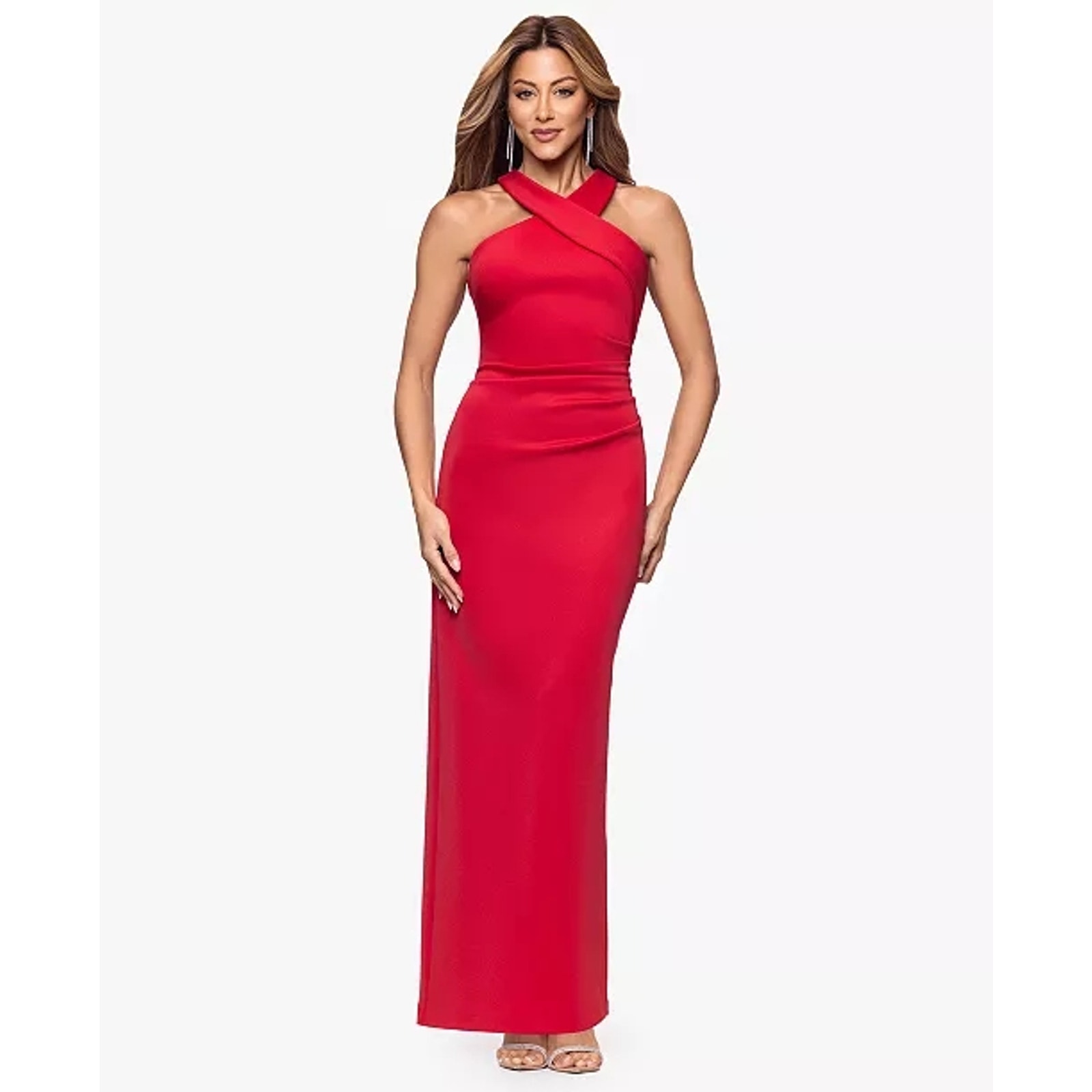 Xscape Formal Evening Gown Size 4p Red Maxi Dress Wedding Party Mother Of Bride